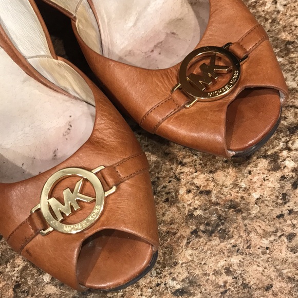 MICHAEL Michael Kors Women Leather Peep Toe sandals wedge Brown | 8.5 - Picture 7 of 16